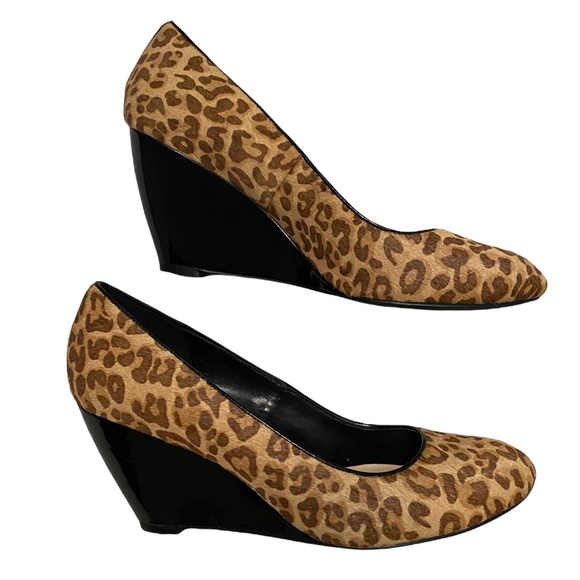 Cole Haan | Shoes | Cole Haan Leopard Print Real Dyed Cow Fur Wedge Shoes  Size 85 B | Poshmark